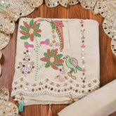 Crush Shimmer Off-White Unstitched Suit